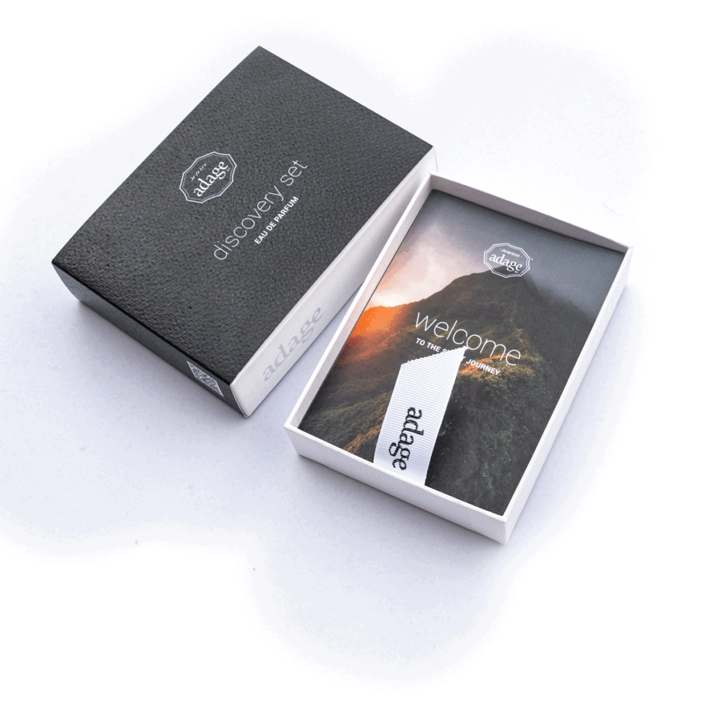Discovery Set box of eau de parfums by source adage fragrances